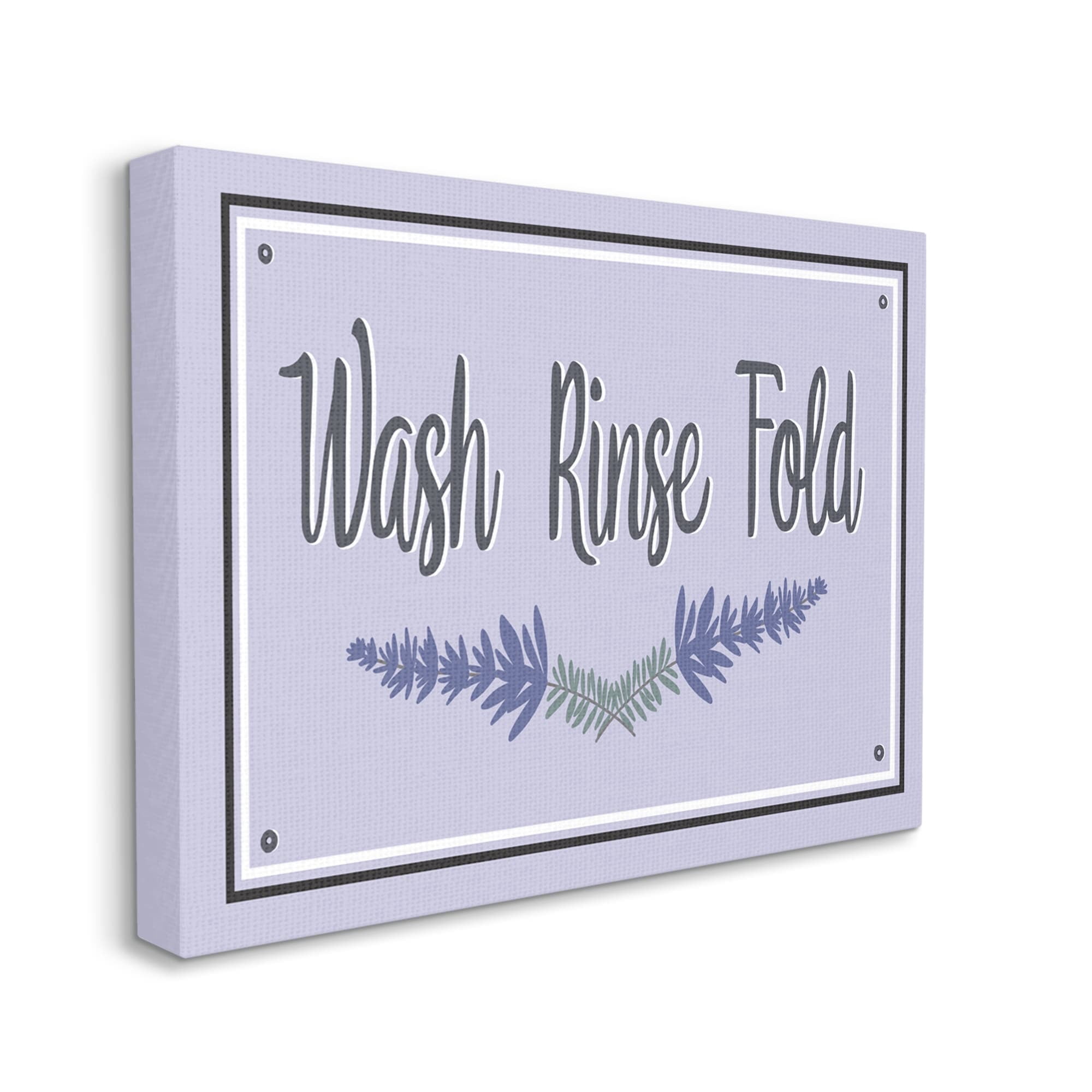Stupell Industries Wash Rinse Fold Lavender Sprigs Typography Painting Gallery Wrapped Canvas Print Wall Art
