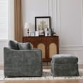 thumbnail image 3 of CKEASEAN 45.27" Chenille Single Sofa Chair, Comfy Accent Chairs with Black Metal Legs, Upholstered Deep Seat Comfy Reading Armchair with Two Bolster Pillows for Living Room offices, 3 of 11