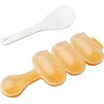 thumbnail image 1 of Molde para bolas de arroz DIY (naranja con 1 cuchara), agitador de bolas de arroz antiadherente con 3 compartimentos, kit para hacer rollos de sushi, herramienta de molde de cocina, 1 of 5