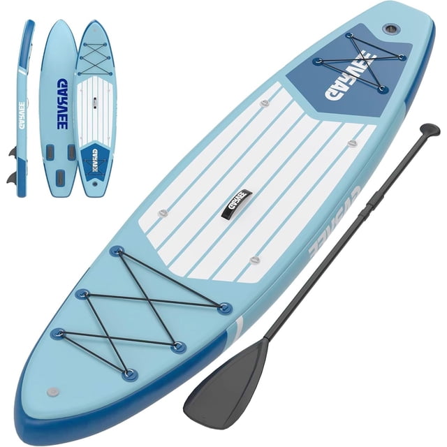 10.6Ft Inflatable SUP Paddle Board 33 In Wide 300 lb Capacity 19 lb Ultra-Light Stand Up Paddleboard EVA Deck 3 Fins Pump