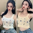 thumbnail image 5 of Xinhuaya Women Knitted Camis Floral Embroidery Pattern Tank Top Wild Slim Sling Vest, 5 of 5