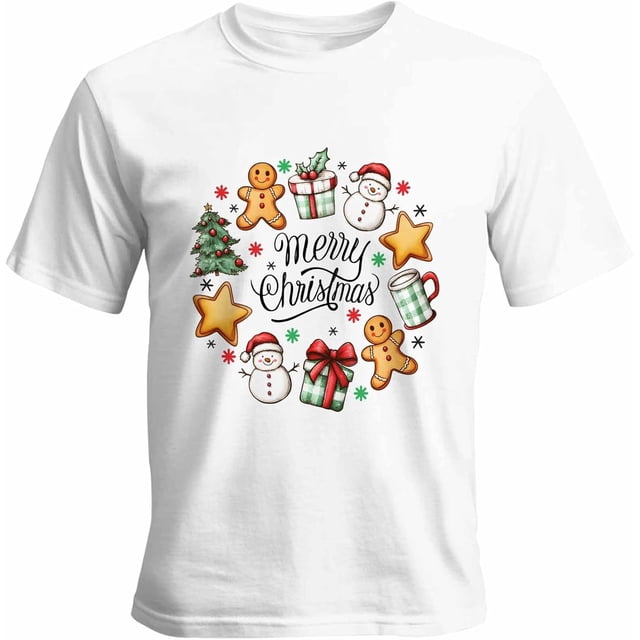Mens T Shirts Merry Christmas Tree Snowman Short Sleeve Casual Men's Tee Tops Graphic T-Shirts for Teen Boys/Men