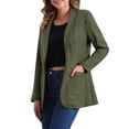 thumbnail image 4 of INSPIRE CHIC Women's Blazer Lapel Collar One Button Faux Suede Dressy Suit Jacket L Army Green, 4 of 5