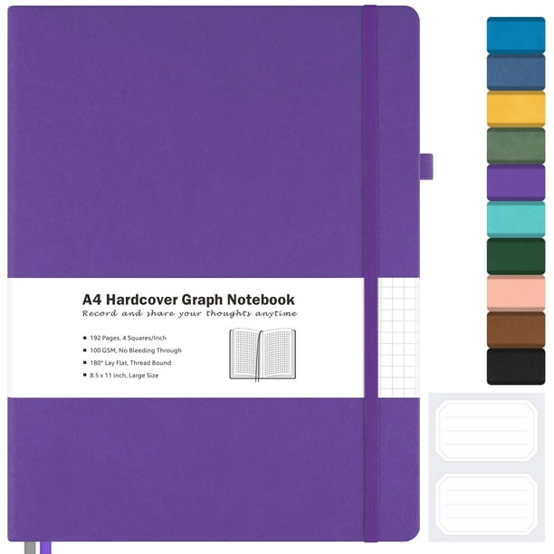 Cuaderno cuadriculado MALEDEN tapa dura A4 morado
