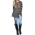 thumbnail image 2 of Nlife Women Christmas Trees Print Raglan Plaid Stiching Pullover Tops, 2 of 3