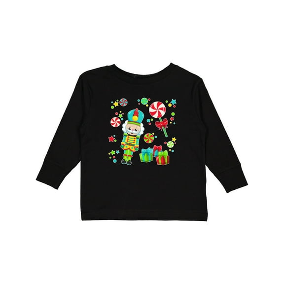 Inktastic Holiday Nutcracker and Candy for Christmas Boys or Girls Long Sleeve Toddler T-Shirt