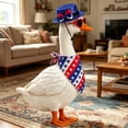 thumbnail image 3 of HWRETIE Outdoor Garden Figurine Large Porch White Gooses Statue Resin Hollow Plastic with Cowboy Hat Bandana Base Sand-Fillable, 3 of 7
