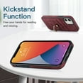 thumbnail image 2 of Compatible with iPhone 12 Mini Case Wallet with Card Holder, 360°Rotation Finger Ring Holder Kickstand Premium PU Leather Soft TPU Anti-Drop Back Phone Cover For iPhone 12 Mini, Winered, 2 of 8
