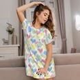 thumbnail image 3 of Bingfone Hand Drawn Colored Hearts Nightgowns for Women Sleep Shirts Short Sleeve Nightshirt Pullover Nightdress Soft Sleepwear, 3 of 6