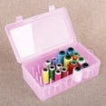 thumbnail image 5 of HuiXinOU 42 Spool Plastic Thread Organizer Box Embroidery Thread Organizer For Home Sewing Multi-Function Transparent Desktop Storage Case For Thread And Needles, Pink, 5 of 6