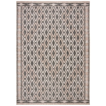 SAFAVIEH Courtyard Vermont Geometric Indoor/Outdoor Area Rug, Black/Natural, 8' x 10'