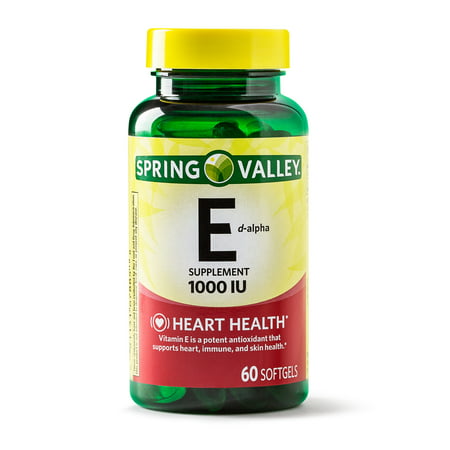 Spring Valley Vitamin E D-Alpha Softgels, 1000 IU, 60 (Best Form Of Vitamin E To Take)