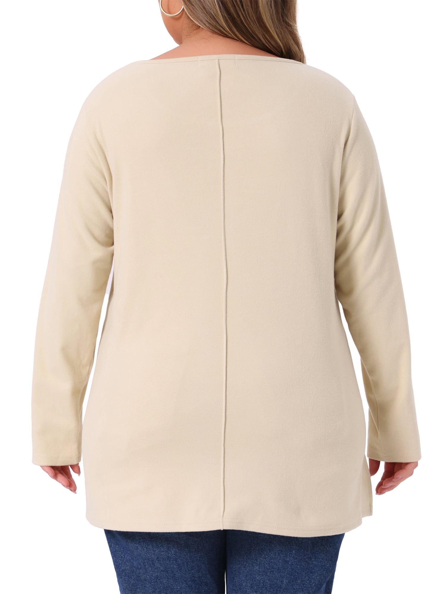 DARING DIVA Women's Plus Crew Neck High Low Hem Blouse 3X Khaki