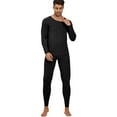 thumbnail image 1 of Black Thermal Underwear for Men Fleece Lined Long Johns Base Layer Set Top Bottom for Cold Weather, 1 of 5