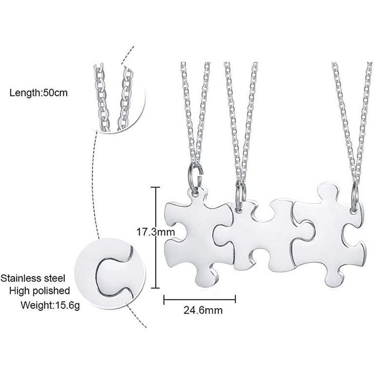 VNOX Friendship Necklace Set of 2/3/4/5/6 - Customized Heart