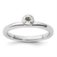 thumbnail image 2 of Auriga 925 Sterling Silver High 4mm Round White Topaz Ring for Women Size- 5, 2 of 6