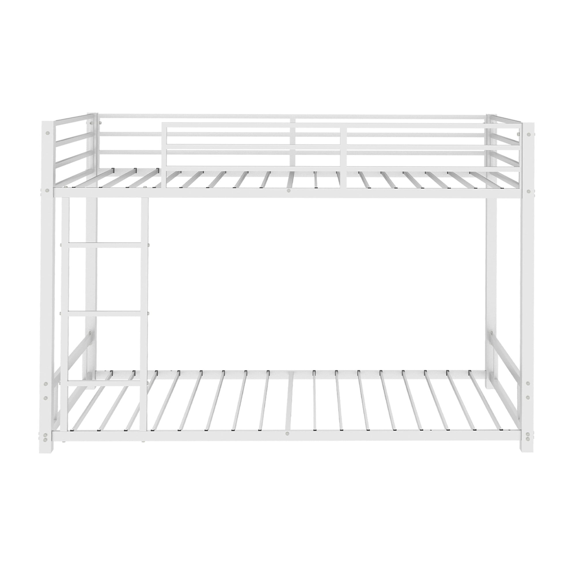 Metal Twin over Twin Bunk Bed with Ladder and Safety Guardrails, Heavy Duty Bunk Bedframe for Kids Teens Adults, Low Bunk Beds for Boys Girls, Noise Free