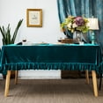 thumbnail image 3 of GLORY SEASON Velvet Luxurious Solid Rectangle Tablecloth Farmhouse Tablecloths for Party Baby Shower Kitchen Dinning Tabletop Decoration Green 52x70 in, 3 of 8