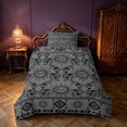 thumbnail image 2 of Homewish Boho Sun Moon Twin Duvet Cover, Victorian Damask Aztec Twin Bedding, Gray Black, Black Reversible 2pcs, 1 Duvet Cover and 1 Pillowcase, 2 of 5
