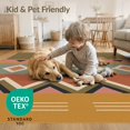 thumbnail image 4 of ODIKA 9'x12' Washable Area Rug Non-Shedding, Easy Care Orange Sunset Geometric Design Intricate and Diamond with Bold Stripes for Master Suite, California King, Under Bed, 4 of 7