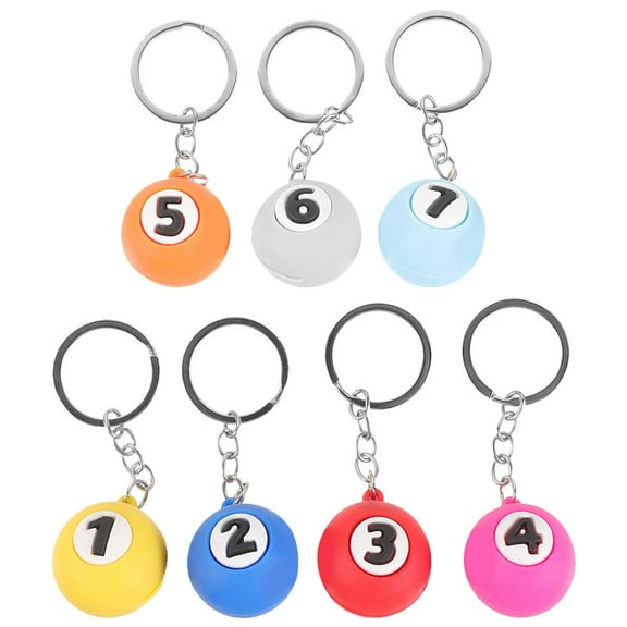 HEMOTON Billiards Pool Table Lucky Ball Keychains for Decor Assorted Color 7Pcs