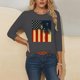 thumbnail image 3 of Mujeres Tres Cuartos de Manga Tops Impreso Cuello Redondo Blusa, 3/4 Manga Casual Camiseta para la Primavera, 3 of 6