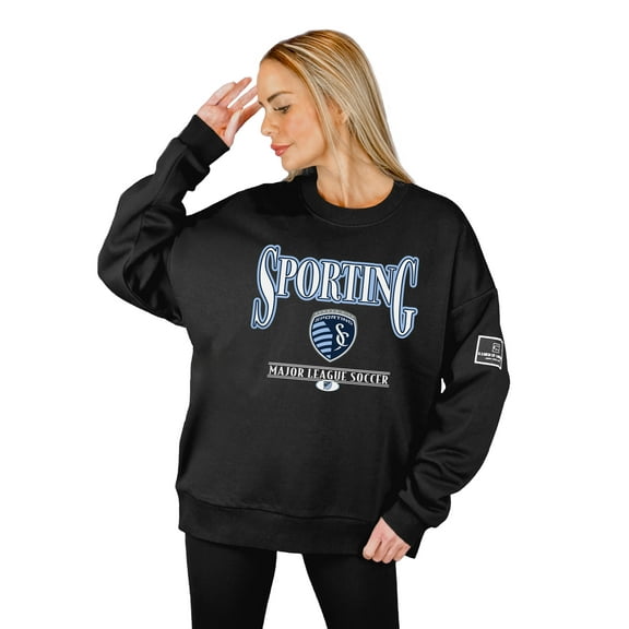 Women's Gameday Couture Black Sporting Kansas City Oversized Players Only Black Label Premium Sweatshirt