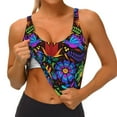 thumbnail image 4 of Haiem Colorful Floral Pattern Womens Sports Bra - U Neck Padded Low Impact Yoga Bra Workout Crop Top Gym Moisture-Wicking Workout Vest -Medium, 4 of 9