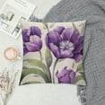 thumbnail image 2 of Creowell Purple Tulip Decorative Pillows Covers Throw Pillows for Couch Sofa Living Room Cushion, Floral Patio Furniture Outdoor Pillow Covers for Farmhouse Modern Home Decor 12x12in, 2 of 5