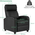 thumbnail image 4 of CL.HPAHKL Recliner Chair for Adults, Adjustable PU Leather Recliner Sofa Chair with Thick Seat Cushion Footrest and Backrest, Reclining Chair for Living Room Bedroom Home Theater Seating, Black, 4 of 7