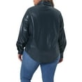 thumbnail image 4 of Agnes Orinda Plus Size Faux Leather Shirts for Women Long Sleeves Button Motorcycle Casual Jacket, 4 of 5