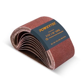 POWERTEC 3x18 Inch Sanding Belts 18 Pack + Cleaning Stick - Aluminum Oxide Grit Assortment