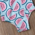thumbnail image 3 of Infant Baby Girl Watermelon Swimsuit Floral Neck Bikini Suit One Piece Beachwear, 3 of 6