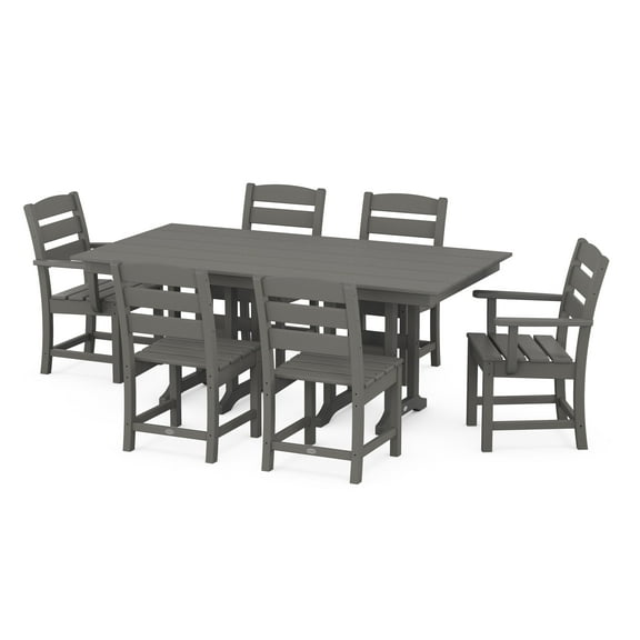POLYWOOD Lakeside 7-Piece Farmhouse Dining Set in Slate Grey