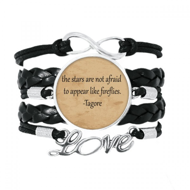 Qoutes Healing Sentences Stars Not Afraid Bracelet Love Accessory Twisted Leather Knitting Rope Wristband