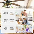 thumbnail image 3 of PHORUS 56" Vintage Style Ceiling Fan with Light & Remote,5 Reversible Blades, Rustic Industrial Flush Mount Fan for Bedroom, Living Room, Patio, E26 Bulb Included, 3 of 9