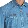 thumbnail image 4 of Puztloy Shirts for Men Denim Fall Long Sleeve Button Down Shirts Wrinkle Free Casual Regular Fit with Pocket, 4 of 6