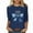 #006-Navy, variant on Craaazy Hanukkah Shirts for Women Athletic Casual Menorah Printed Round Neck 3/4 Sleeve T-shirts Gifts