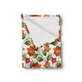 thumbnail image 2 of Floral Soft Flannel Fleece Blanket, Lily Blooms Nature Herbs Doodle Style Flower and Foliage Arrangement, Cozy Plush for Indoor and Outdoor Use, 60" x 80", Orange Olive Green White, by Ambesonne, 2 of 5