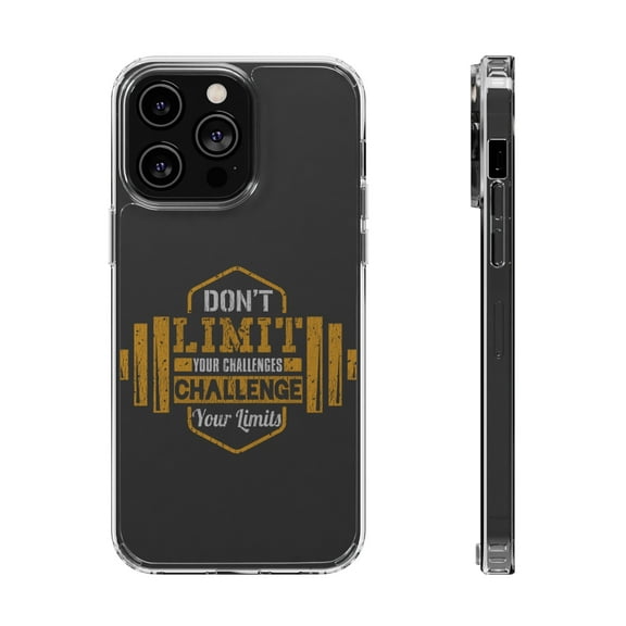 DistinctInk Clear Case for Apple iPhone 15 PRO (6.1" Screen) - Don't Limit Challenges Challenge Limits