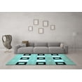 thumbnail image 3 of Ahgly Company Indoor Square Checkered Light Blue Modern Area Rugs, 5' Square, 3 of 4
