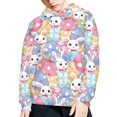 thumbnail image 5 of Xoenoiee Kids Long Sleeve Hooded Sweatshirt for Fall Winter Cosy Pullover Hoodies with Kangaroo Pocket Activewear for Travel Walk, Colorful Easter Rabbit Print, S, 5 of 7