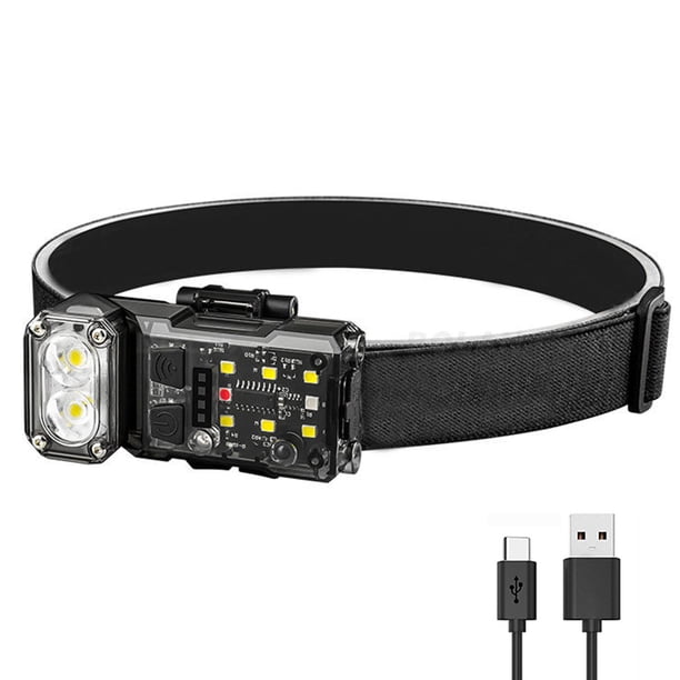 Linterna LED de carga para faros, luz de trabajo USB SMD, Sensor de movimiento, pantalla de alimentación