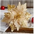 thumbnail image 2 of Flor seca Artificial grande para decoración de árbol de Navidad, adornos, decoración de flores de Pascua con purpurina roja, plateada y dorada, 2 of 4