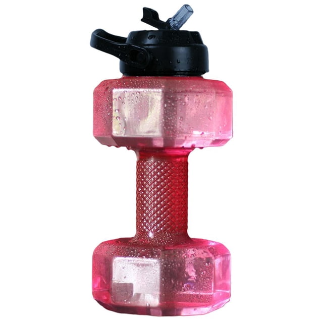 Botellas de agua potable con forma de cinturón y taza ecológica para mascotas de gran capacidad, botella de entrenamiento corporal Boil (sin BPA) 2200ML rojo Macarena Hervidor con mancuernas