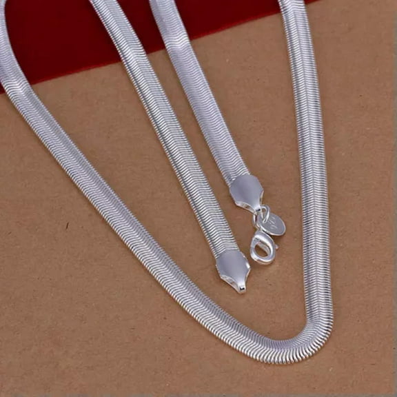 K-KED 925 Sterling Silver Fashion Delicate Jewelry Soft Snake Bone Chain Necklace 6MM N193-18 inch