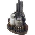 thumbnail image 3 of Classic Country Western Six-shooter Pistols with Bullets Salt and Pepper Shaker Set on Decorative Display Stand Figurine in Wild West Kitchen Decor Table Centerpieces As Rustic Gifts for Cowboys, 3 of 4