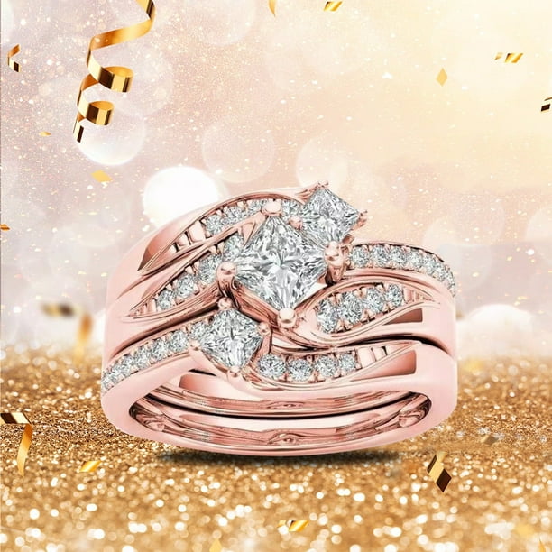 Anillos para mujer, regalos para mujer, anillo de diamantes redondos, regalo de aniversario de bodas, accesorio, anillos, tamaño 6, anillo
