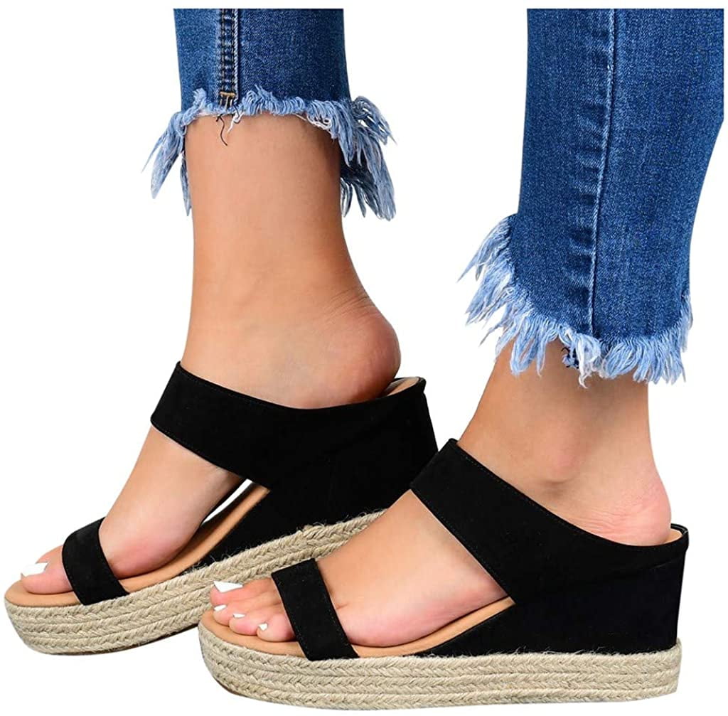 Orthopedic Sandals for Women Close Toe Platform & Wedge Women Sandals Chunky Low Heels Ankle