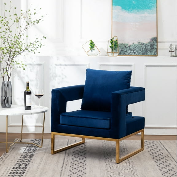 Miekor Furniture Lenola Contemporary Upholstered Accent Arm Chair, Blue 4509